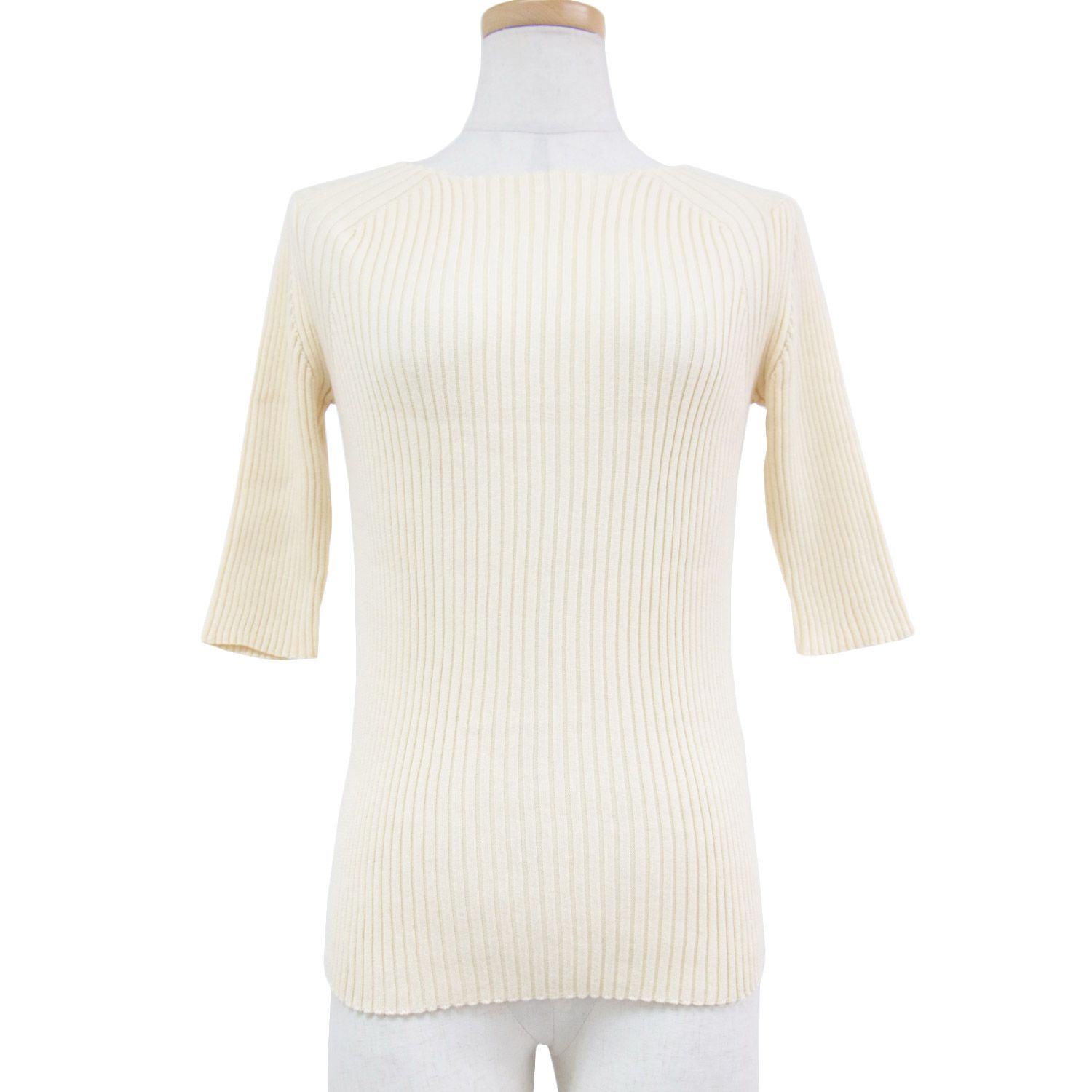 オーラリー ニット トップス ホワイト 0(S) 半袖 ボートネック