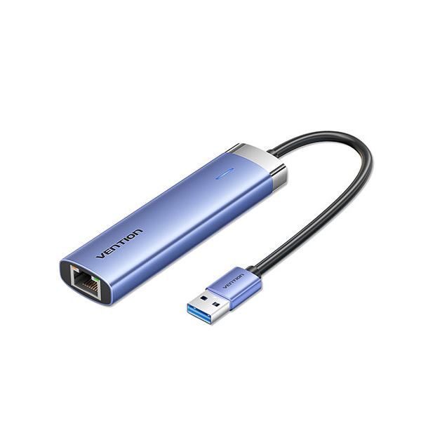 VENTION 5-in-1 USB-A 3.0 to USB 3.0 x 3|RJ45|USB-C ドッキングステーション 0.15M セルフパワー|バスパワー対応 ブルー TG-0750
