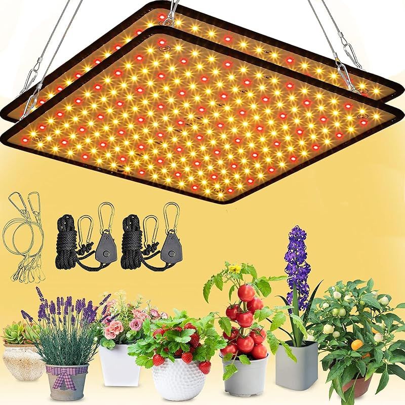 GREENSINDOOR 植物育成ライト LED 400W相当 暖色系 育成用 LED パネル 高輝度 植物栽培ライト フルスペクトラム 植物用led 省エネ 長寿命 水耕栽培ランプ 多肉植物育成 家庭菜園 室内園芸 野菜工場 
