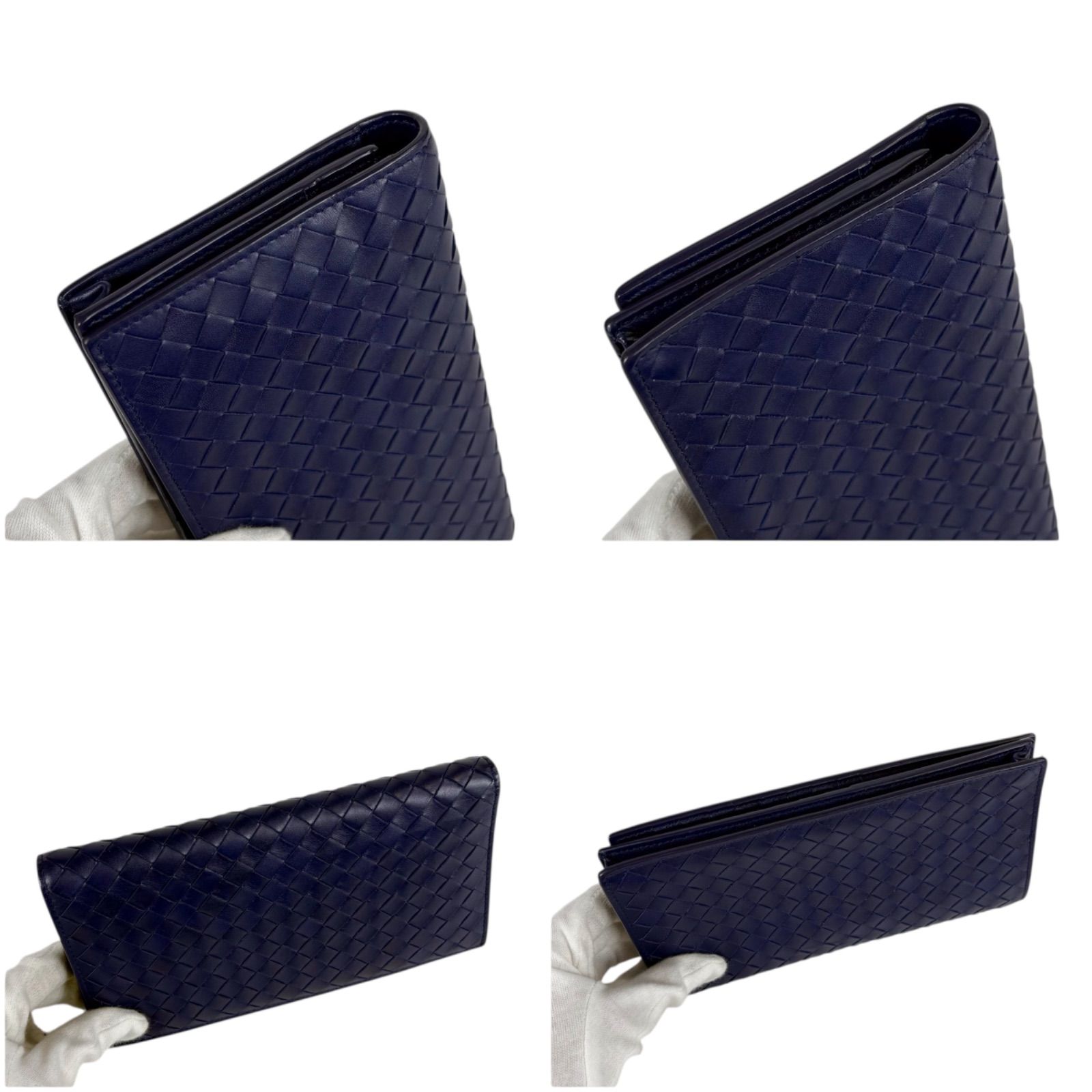 BOTTEGA VENETA ボッテガヴェネタ イントレチャート 二つ折り 長財布 ネイビー ボッテガヴェネタ BOTTEGA VENETA 二つ折り長財布 イントレチャート