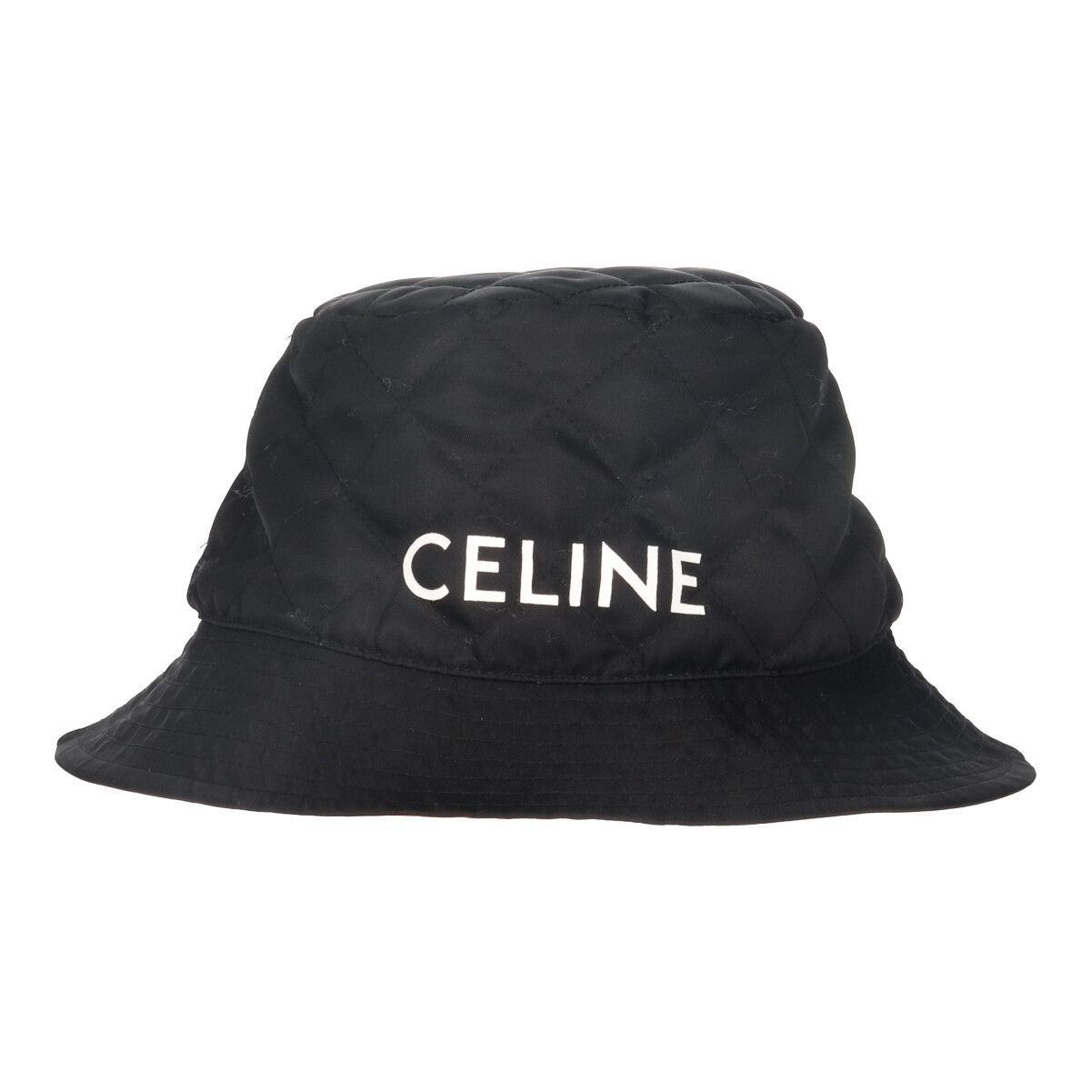 中古】 CELINE セリーヌ バケットハット L 2AUB0930C ブラック オレンジ ロゴ ナイロン ツイル キルティング 帽子  23045576 RS - メルカリ