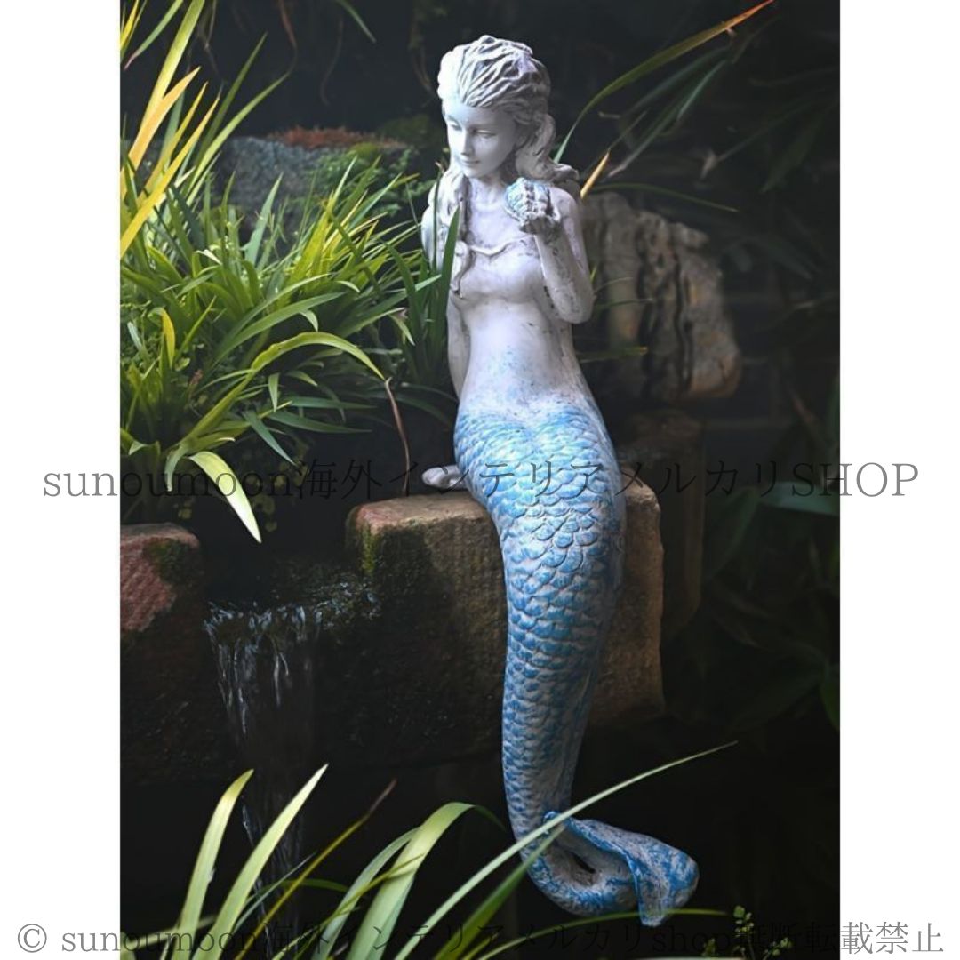 高さ50cm 人魚オブジェ 花器付き インテリア ガーデン雑貨 樹脂 屋外OK 高さ50cm 人魚オブジェ 花器付き インテリア ガーデン雑貨 樹脂