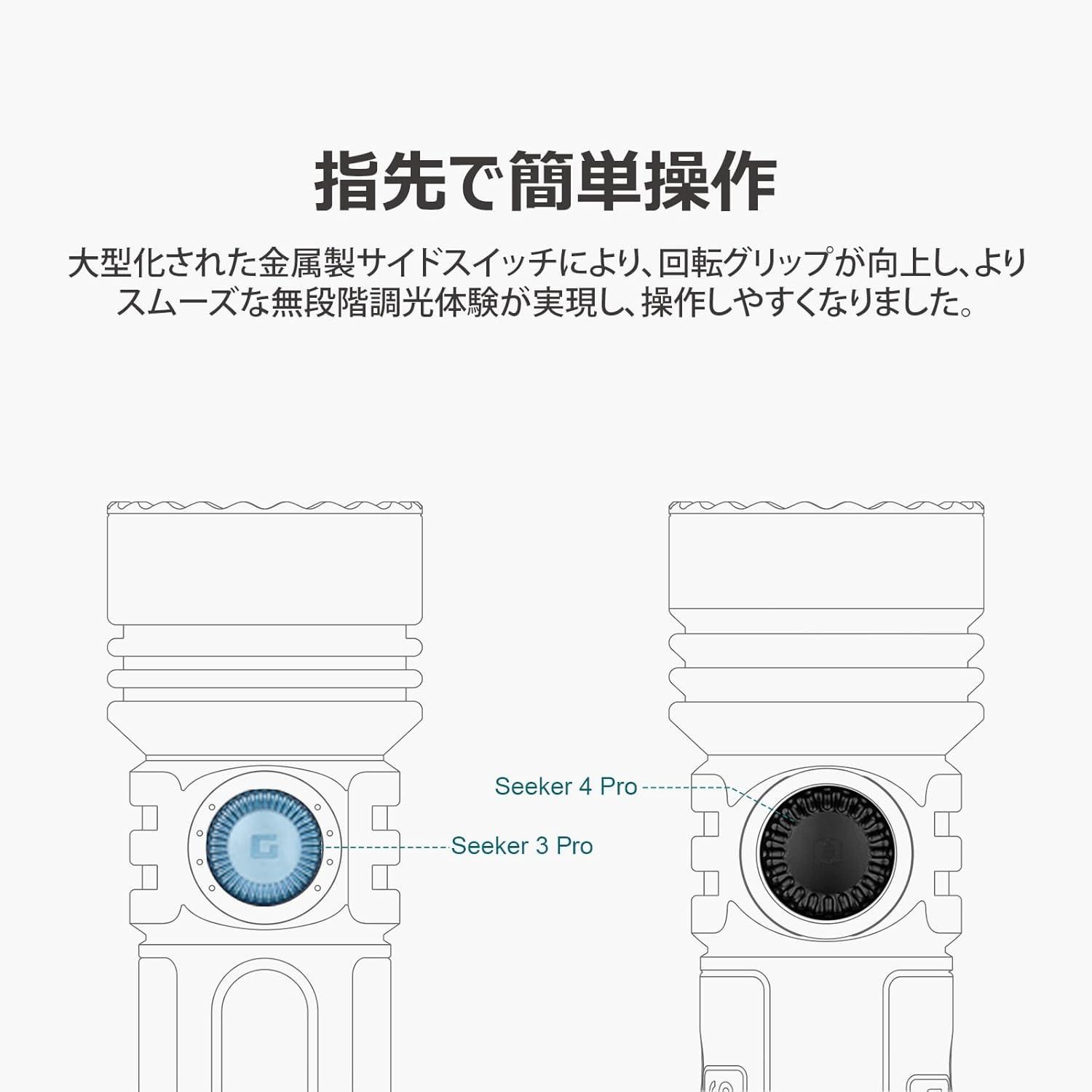 OLIGHT(オーライト) Seeker 4 Pro ledライト 懐中電灯 フラッシュライト MCC＆Type-C充電式 ホルスター付き アウトドア 防災 工事 護身用 （White-CW）