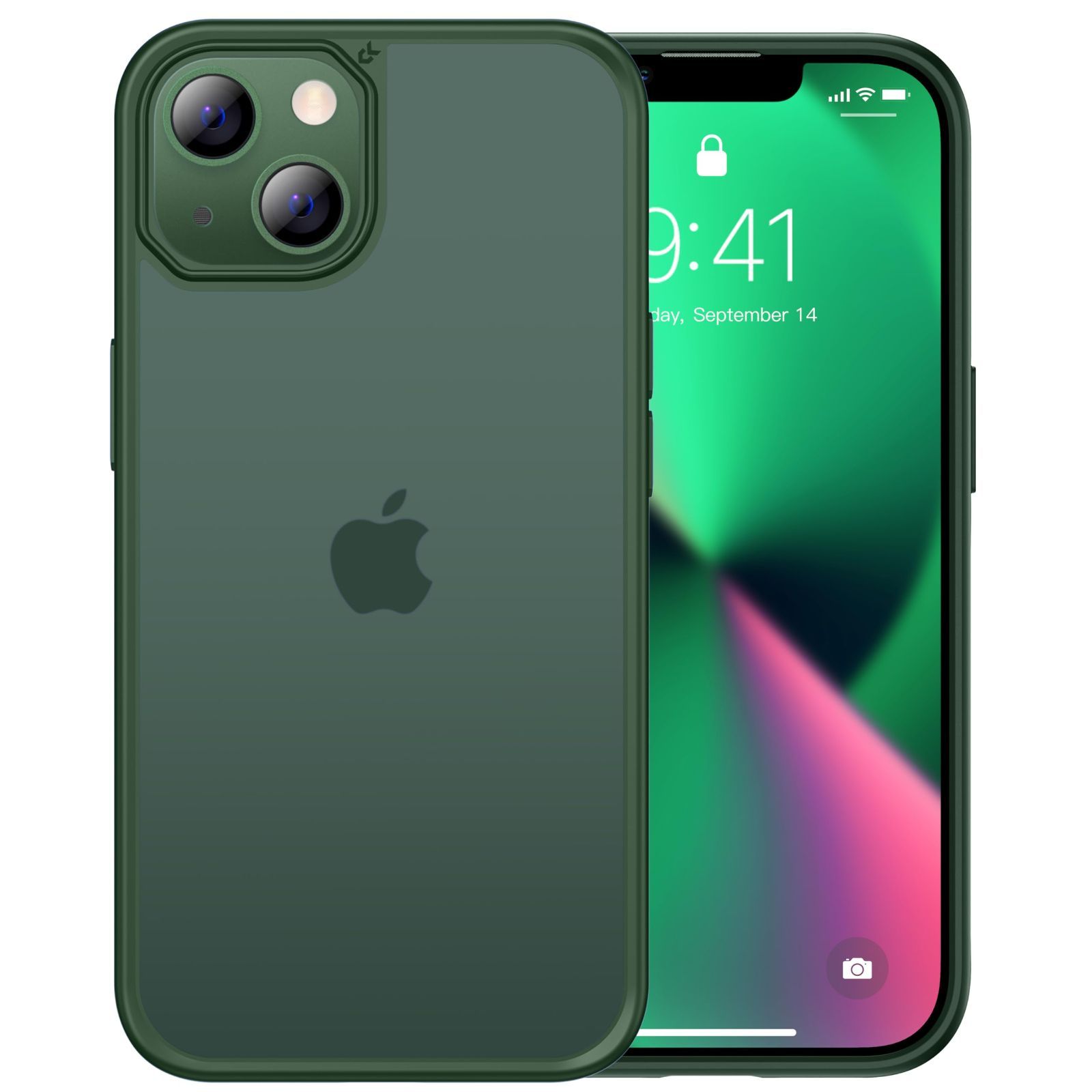 インチ 6.1 用 用 14 14 13 13 アイフォン ワイヤレス充電対応 カバー 耐久性 黄変防止 ケース(マットグリーン) 2023年新型 ストラップホール付き マット仕上げ 米軍MIL規格 指紋防止 滑り止め 耐衝