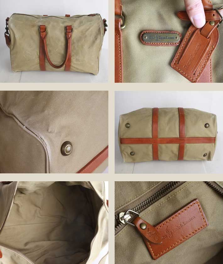ラルフローレン Ralph Lauren キャンバス×レザー ボストンショルダー