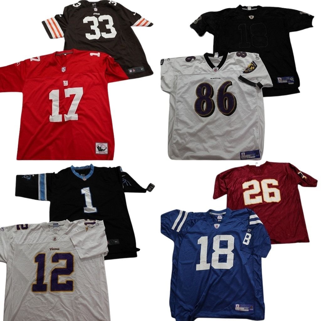 古着卸 NFL ゲームシャツ ユニフォーム 8枚セット メンズ 2XL ナイキ バイキングス パンサーズ 古着 NA6173