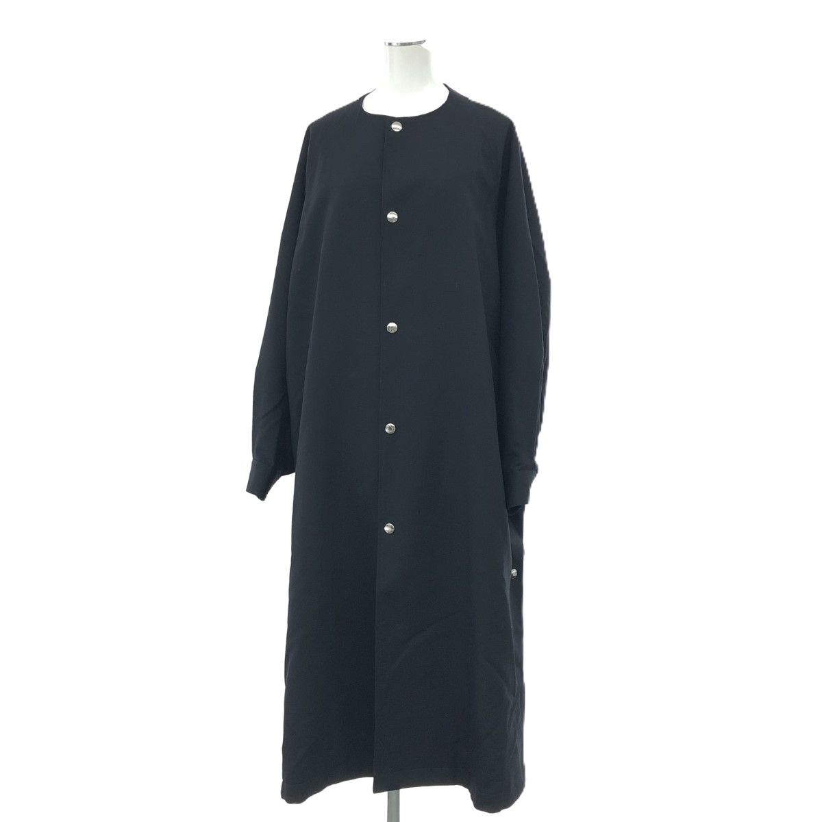 良好 THE RERACS ザリラクス HIGH TWIST WOOL COLLARLESS RAG ノー コート サイズ F ブラック レディース 24SS-RECT-414L-J 240001137867