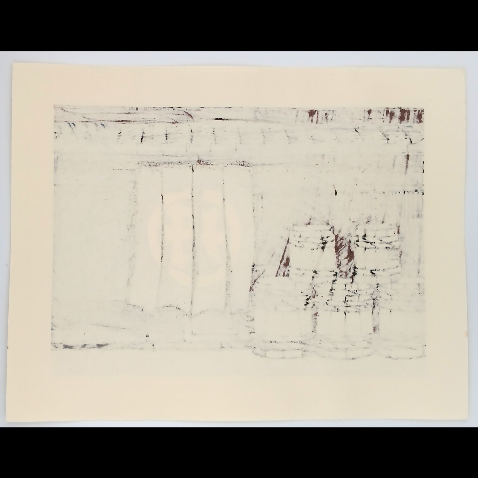 [真作]創作版画　西嶋勝之先生木版画「短日」サインあり　無限定　☆送料無料 真作]創作版画 西嶋勝之先生木版画「短日」サインあり 無限定