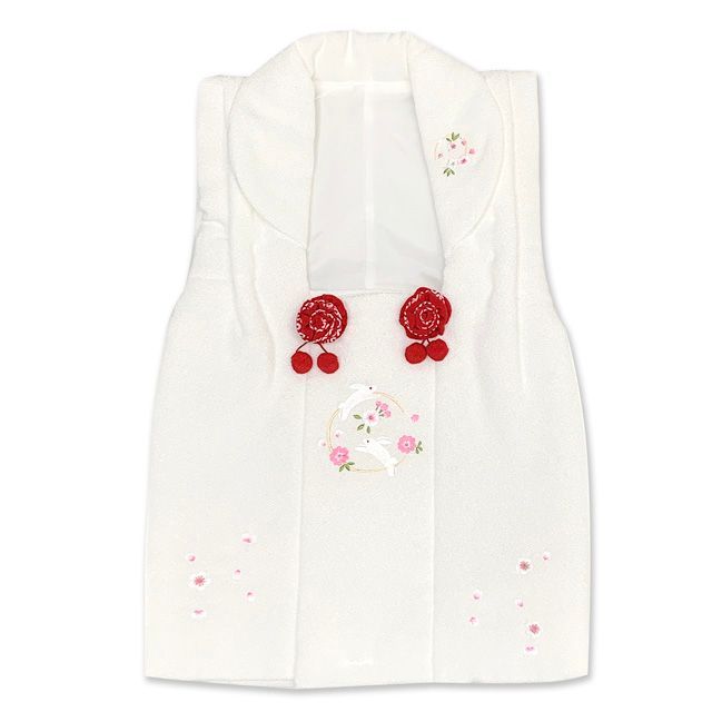 七五三 三歳 女の子 被布セット 被布コート 草履 巾着 足袋 4点コーデセット 白 うさぎさん HAHF01-W-4set01