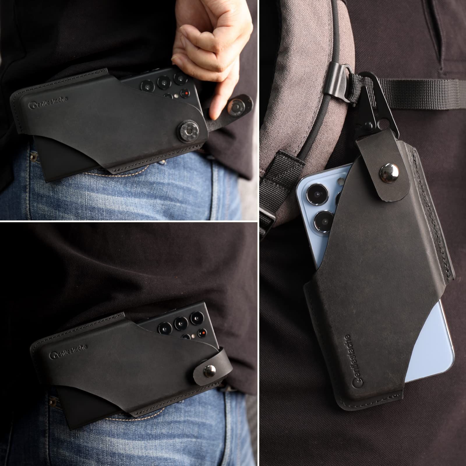 新作登場，100%新品】 Gentlestache レザー携帯電話ホルスター