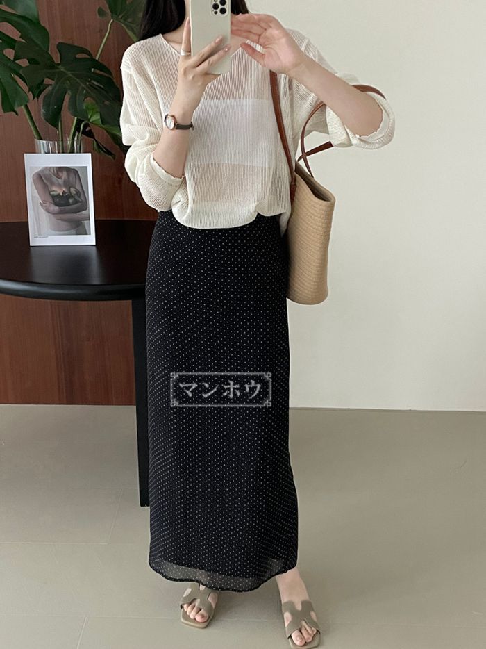 ロングスカート ボトムス レディース 秋タイト 長め ロング丈 スカート 水玉 きれいめ カジュアル 通勤 春 夏  taochuan41