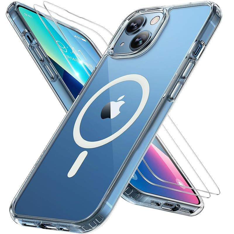 Miracase iPhone13 ケース【Magsafe対応・米軍MIL規格】iPhone13ケース【強化フィルム2枚付き】耐衝撃、黄ばみ防止、傷防止、高透、クリア 1