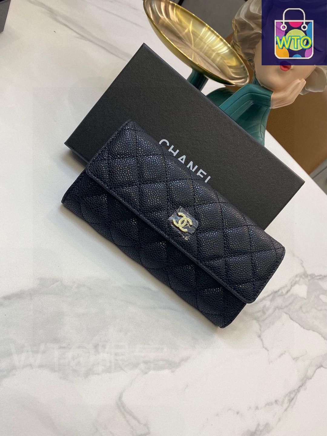 CHANELシャネルのシンプルな女性用ブラック財布｜本日限定特価