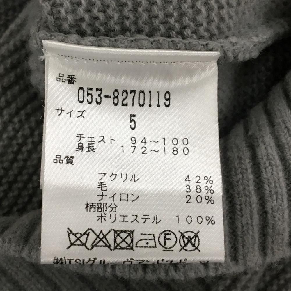 パーリーゲイツ セーター グレー×ネイビー 胸元星 ウール混 ニット メンズ 5 L ゴルフウェア PEARLY GATES LLC-HASEGAWATOSO_COM