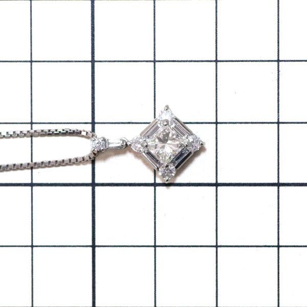 Pt プリンセスカット ダイヤモンド ペンダントネックレス 0.732ct M  