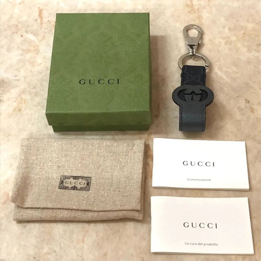 GUCCI グッチ キーリング キーホルダー GG レザー ブラック系