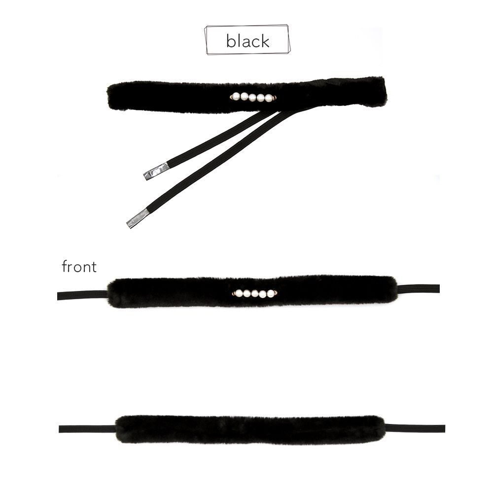 帯締め 帯飾り 帯〆 ファー パール ブラック 成人式 振袖 和装小物 着物 和装 WA-W-22