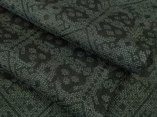 平和屋着物 上 夏物 石川県指定無形文化財 能登上布 本麻手織上布 亀甲繋ぎ 藍墨茶色地 DZAA9986kh5