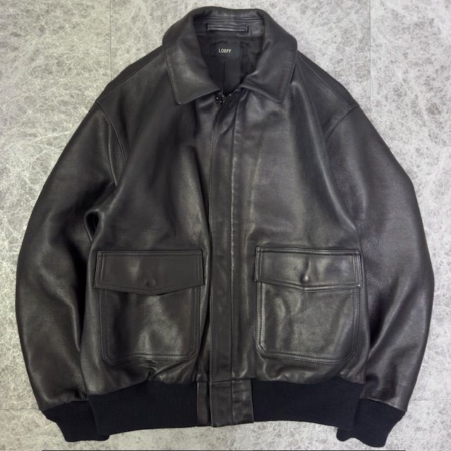LOEFF ラムレザーフライトジャケット ブラック UNISEX LOEFF＞ラムレザー フライトジャケット UNISEX（ブルゾン