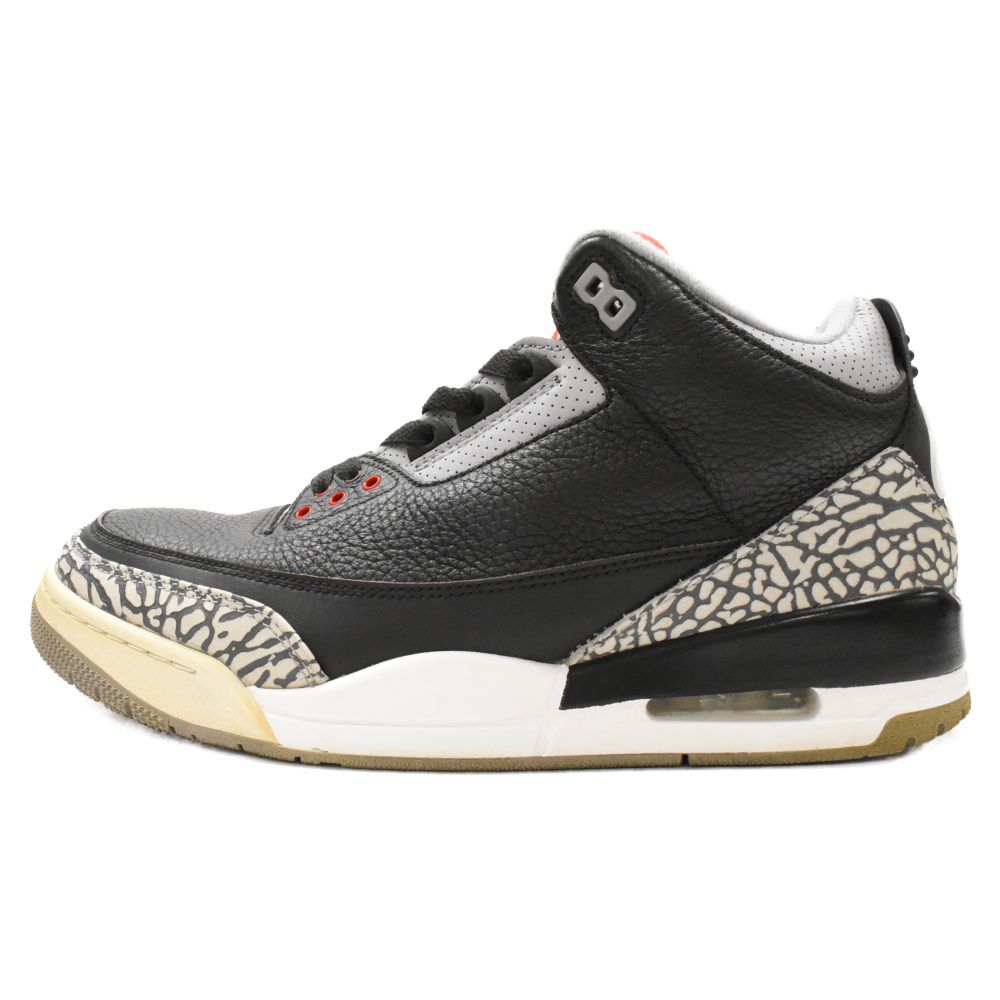 NIKE (ナイキ) AIR JORDAN 3 RETRO OG BLACK CEMENT エアジョーダン3レトロ ブラックセメント  ミッドカットスニーカー ブラック US10.5/28.5cm 854262-001 - メルカリ