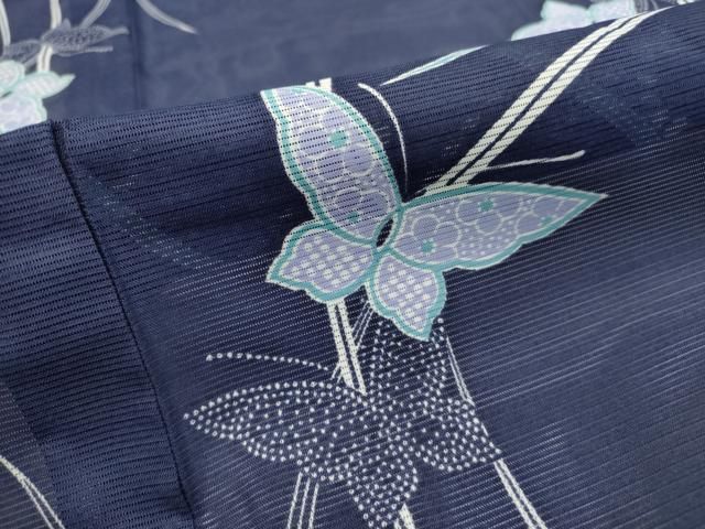 平和屋着物▽小紋　単衣　舞蝶文　洗える着物　AAAU6446iu 平和屋着物▽小紋 単衣 舞蝶文 洗える着物 AAAU6446iu