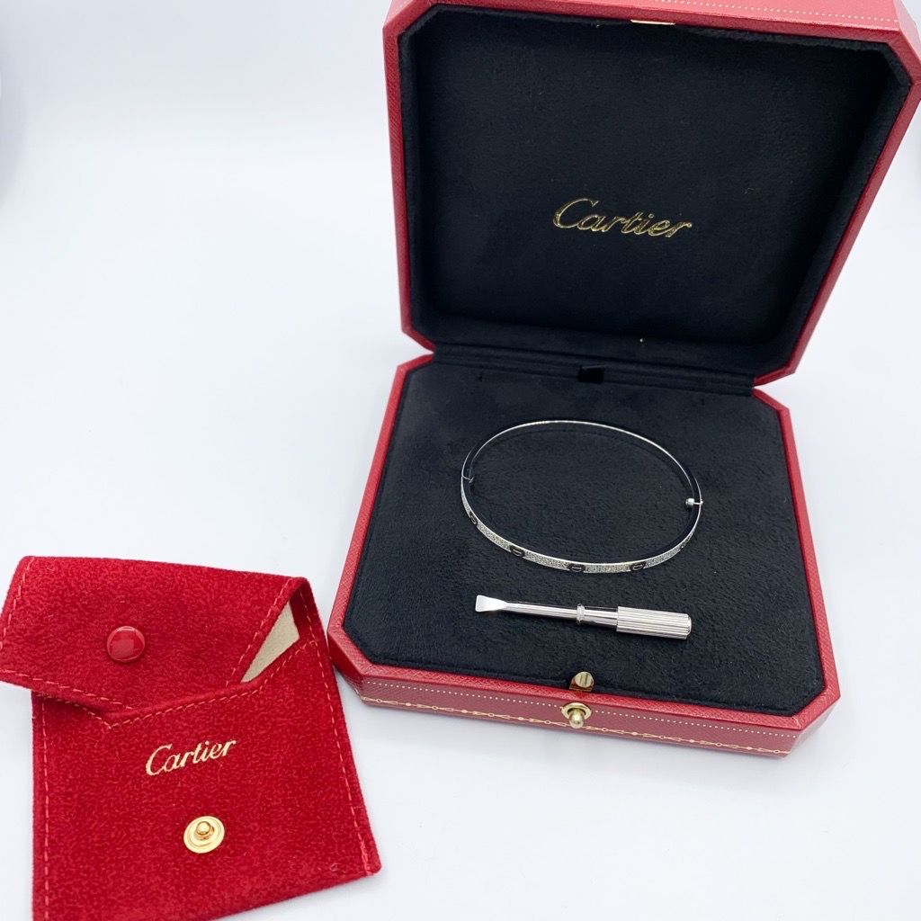 仕上済】カルティエ ラブブレス #18 SM WG ダイヤ 18 K18WG メンズ  