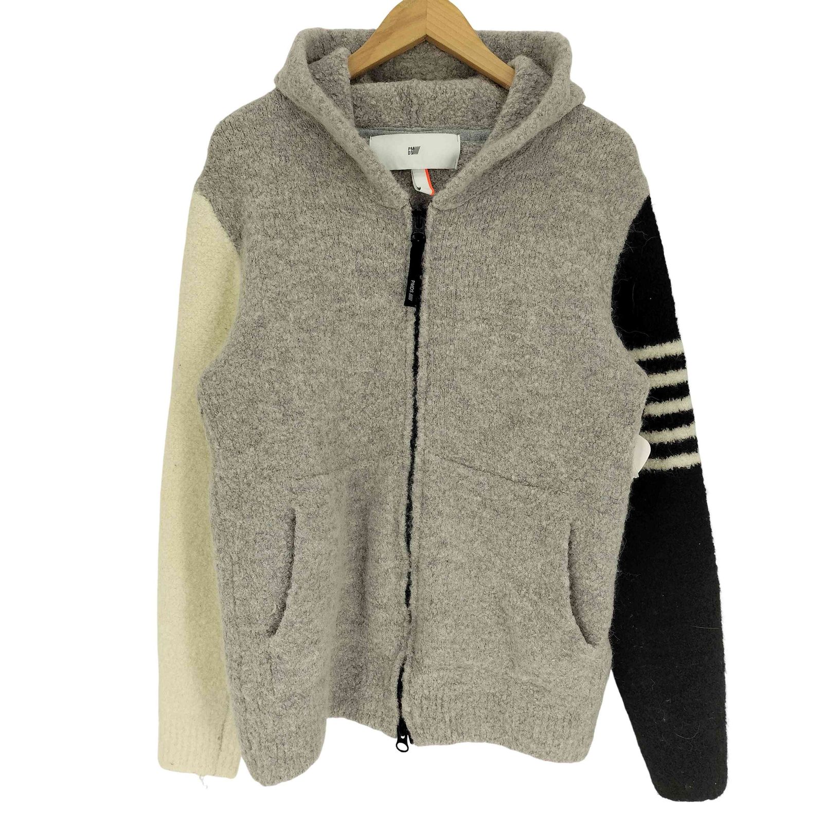ユーズドフルギ USED古着 PMDS PREMIUM MOOD DENIM SUPERIOR 英国製 ウール混 ニット ジップアップ パーカー  メンズ import：L 