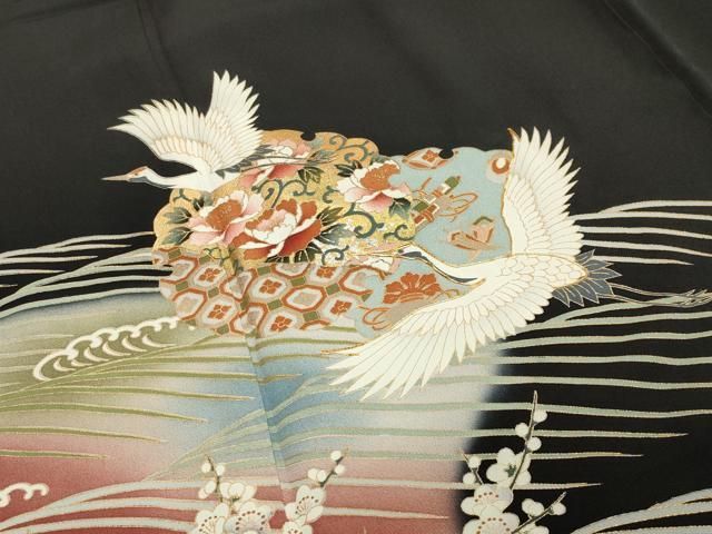 駒刺繍 金彩 暈し染め 平和屋着物□豪華振袖 正絹 逸品 道長御所車飛鶴