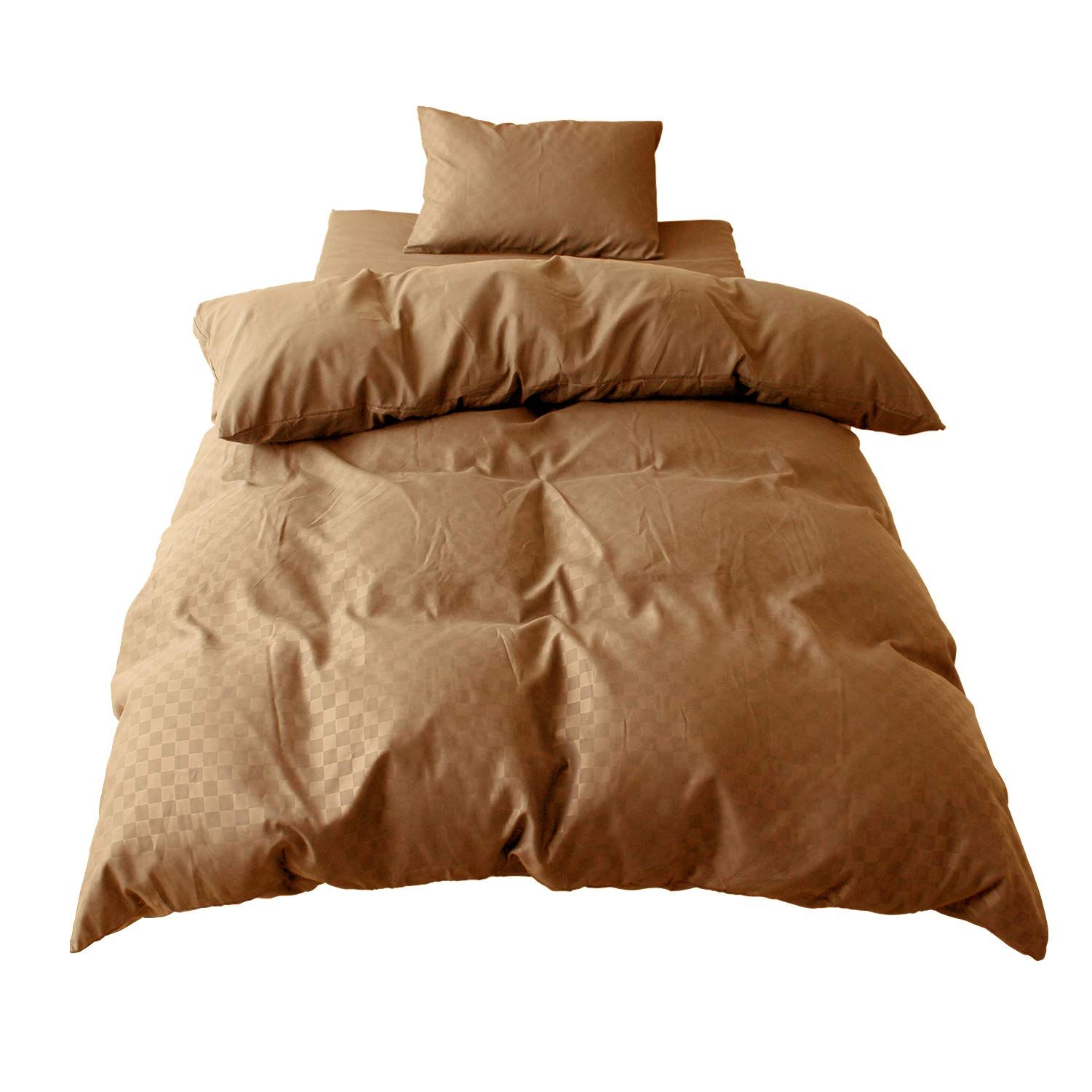 【數量限定】可水洗 和風摩登 光澤感 不易起皺 約150×210cm 單人加長 速乾 米色 市松紋 PE12101-96 被套 Merry Night 的縮圖