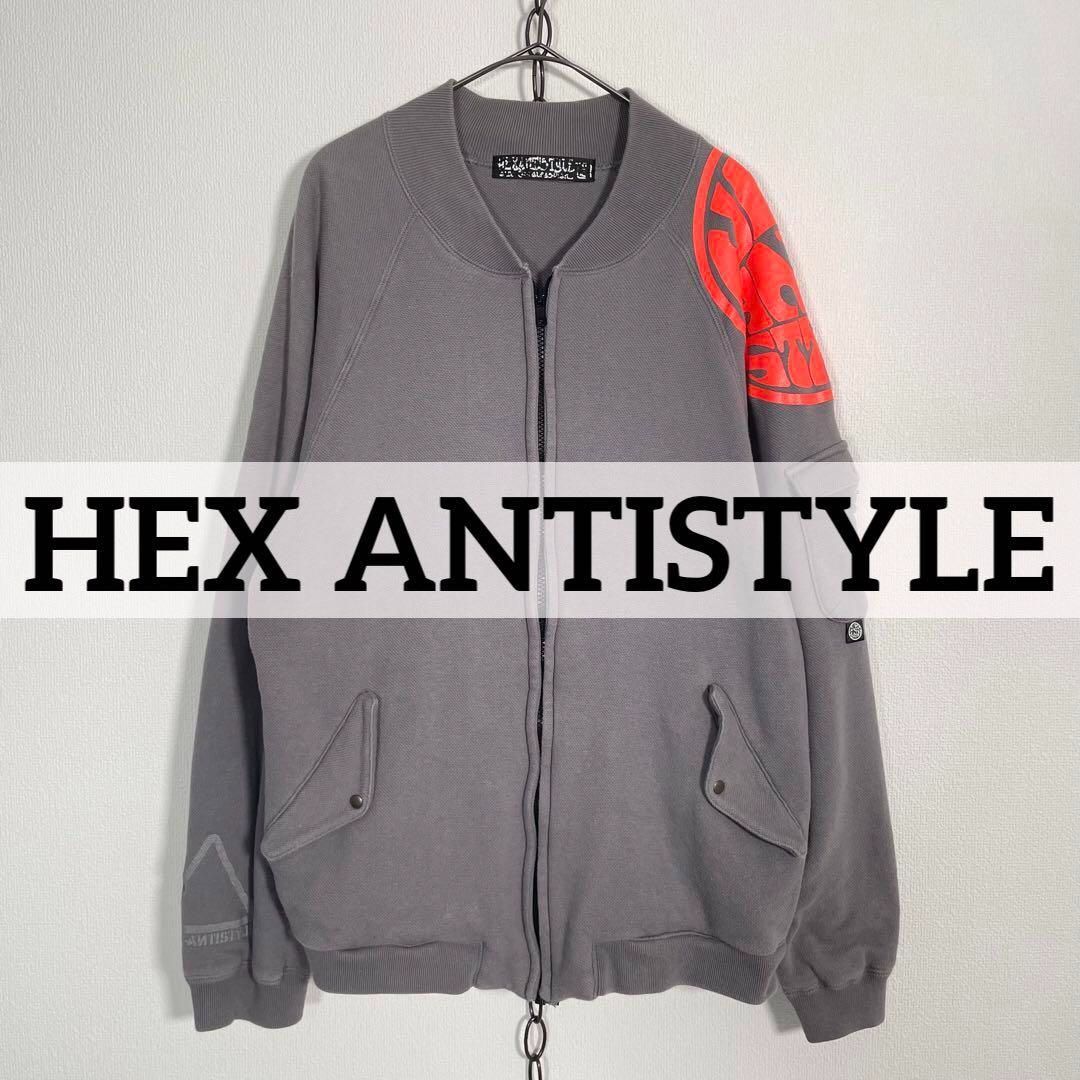HEX ANTISTYLE 鹿の子　ノーカラージップブルゾン グランジ ANARC Lサイズ グレー系