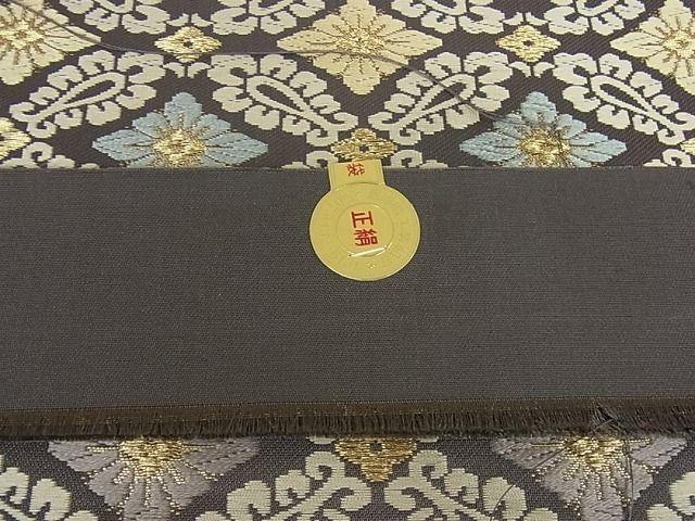 平和屋2□西陣 六通柄袋帯 唐織 七宝花菱文様 金糸 逸品 kh624 - 平和