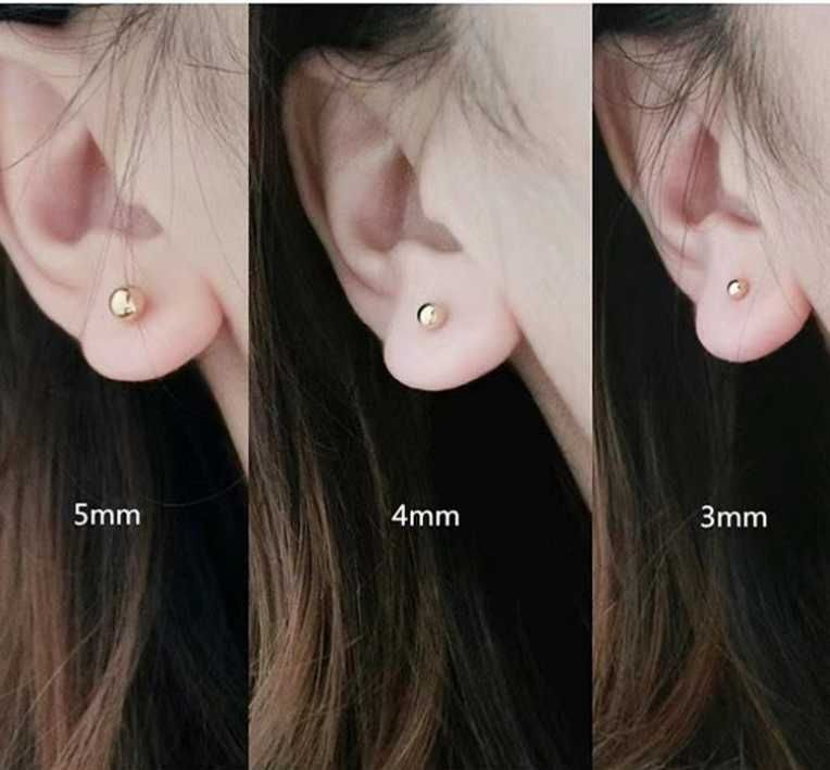 丸玉ピアス 3mm 4mm 5mm 6個セット ボールピアス 両耳 片耳 - アクセサリー