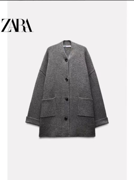ZARA ニットコートパッチポケット