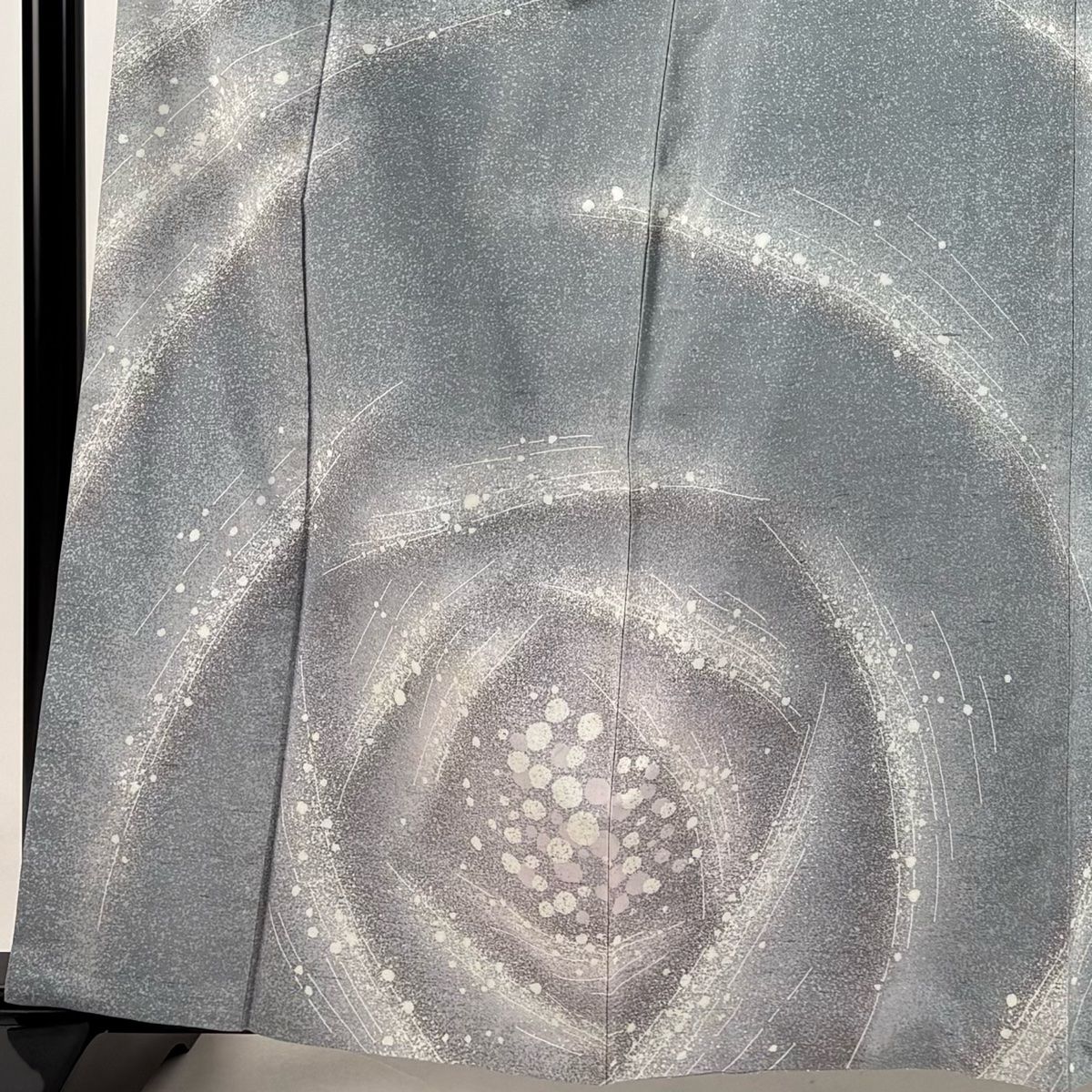 訪問着 身丈162.5cm 裄丈66cm M 袷 牛首紬地 落款 幾何学模様 ぼかし 青灰色 正絹 名品