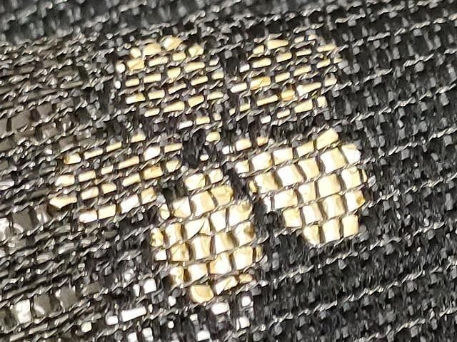 黒の地に織り込まれた柄模様が妖艶に粋な、正絹袋帯です 平和屋着物▽六通柄袋帯 舞花文 しゃ金 黒地 金銀糸 正絹 逸品