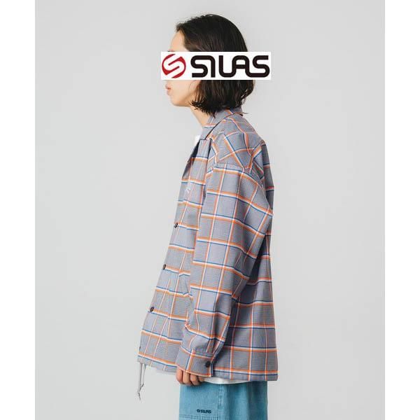 コーチジャケット アウター ブルゾン ジャケット サイラス パーカー 上着 SILAS PLAID COACH JACKET 110231021003 メンズ レディース スプリングコート  シャツ オレンジ