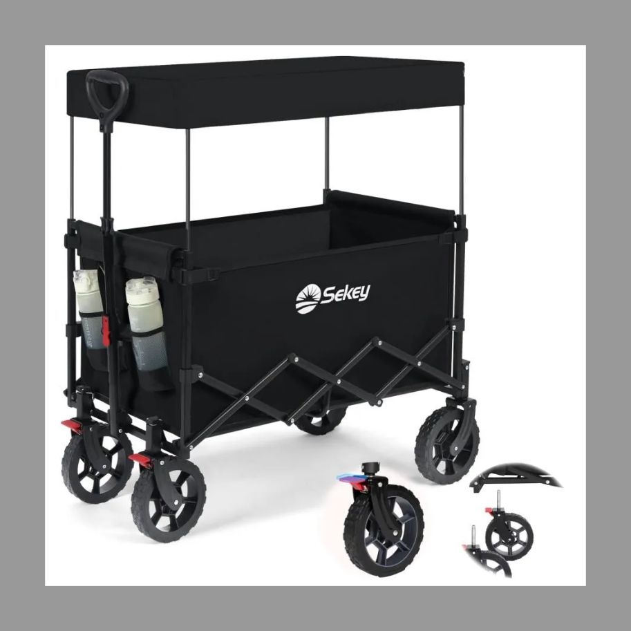 在庫セールBLACKのみ Sekey キャリーワゴン屋根付き タイヤ外せる 折畳んで移動 大容量150L 耐荷重100kg ブラックのみ