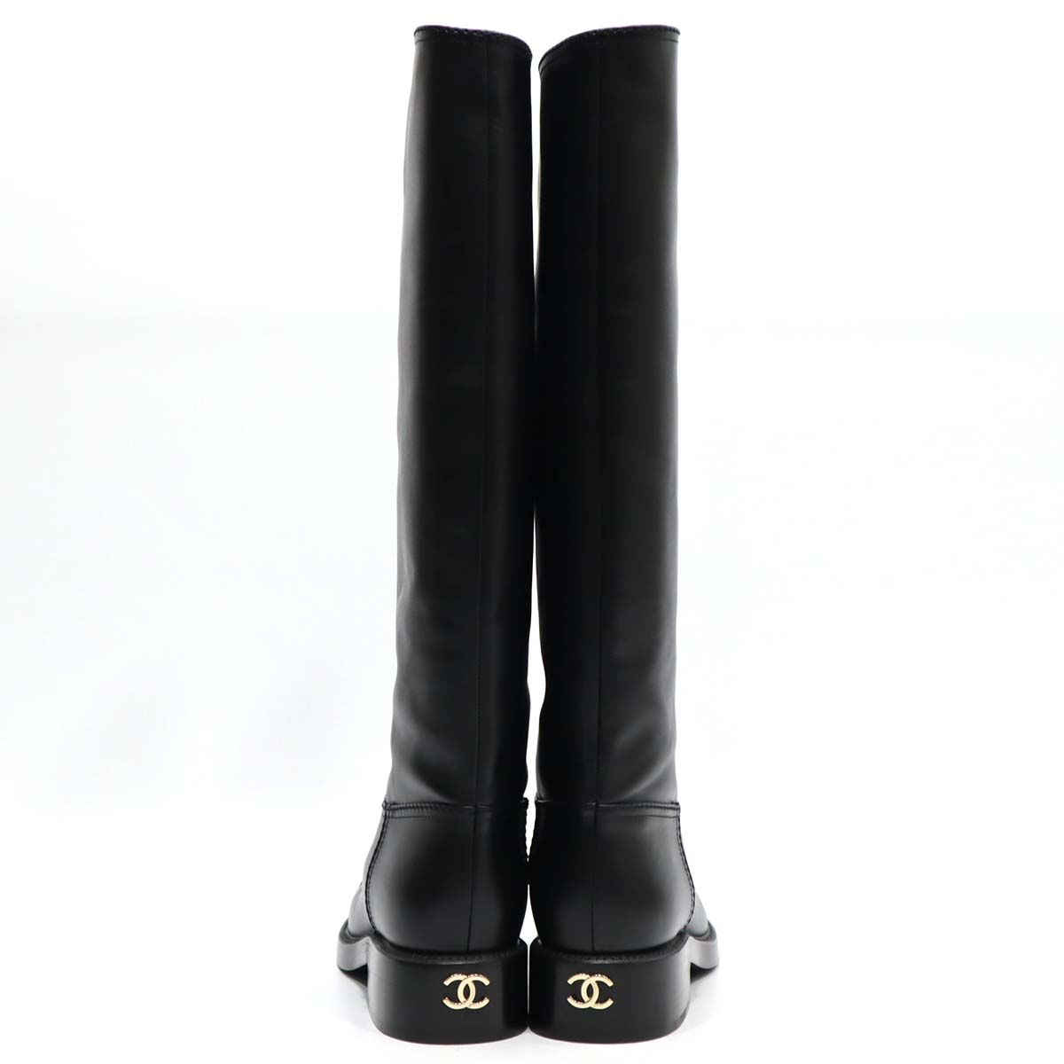 シャネル ロングブーツ レザー ココマーク 黒 40C 23k10-11 - メルカリ