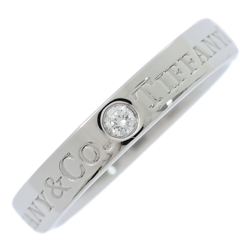 TIFFANY ＆ Co. ティファニー フラットバンド 3P ダイヤモンド リング 指輪|Pt950-4.2g|4号| 44|プラチナ|プレゼント|記念日 ♀ S レディース 555321