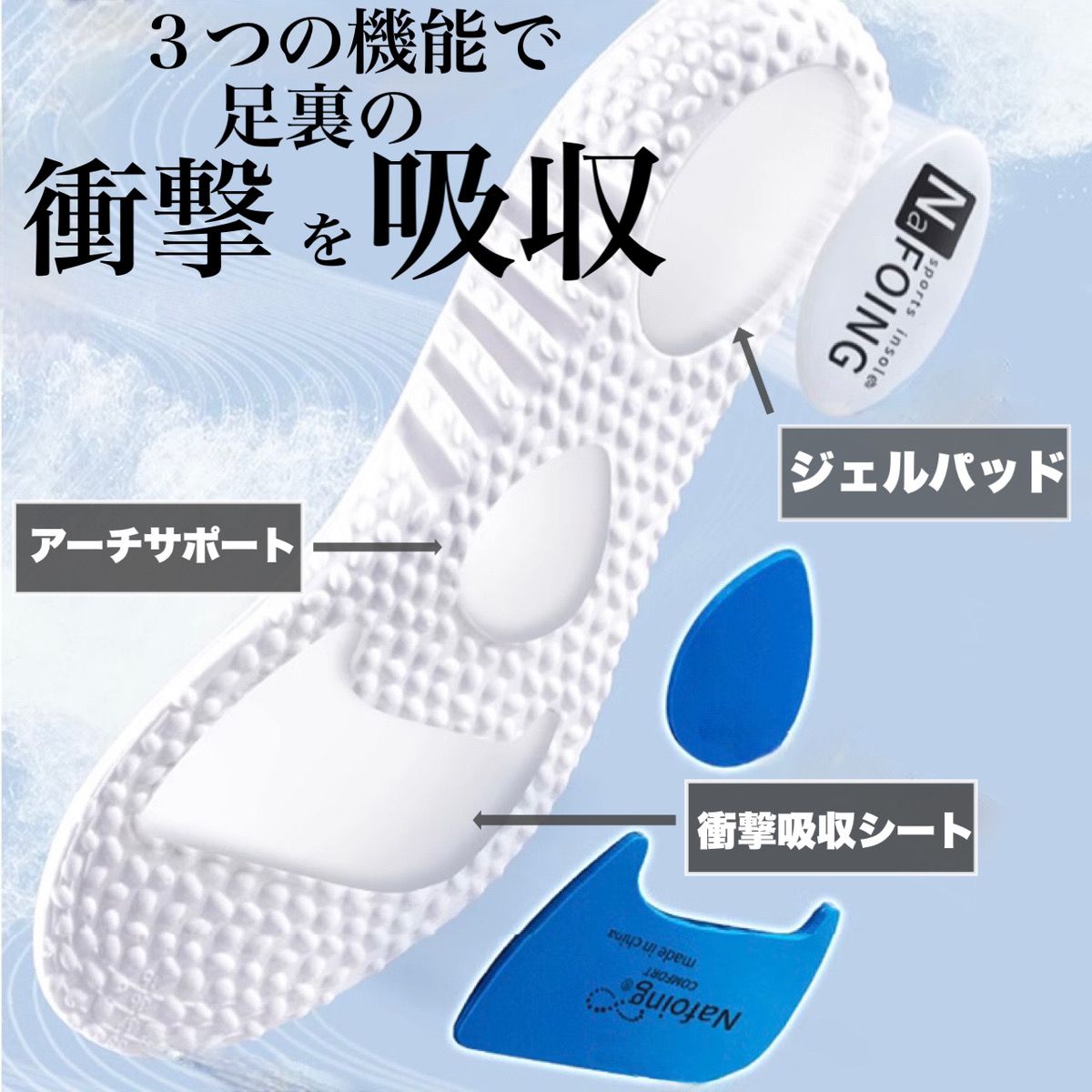インソール スポーツ 疲れにくい 衝撃吸収 アーチサポート