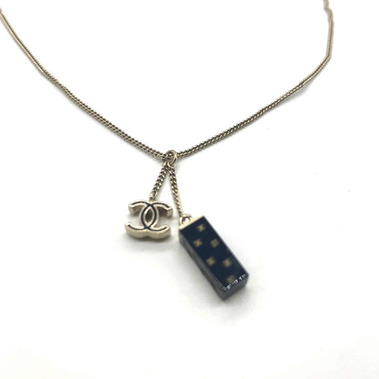 シャネル ネックレス エッフェル塔 ココマーク ゴールド 黒 CHANEL AB 