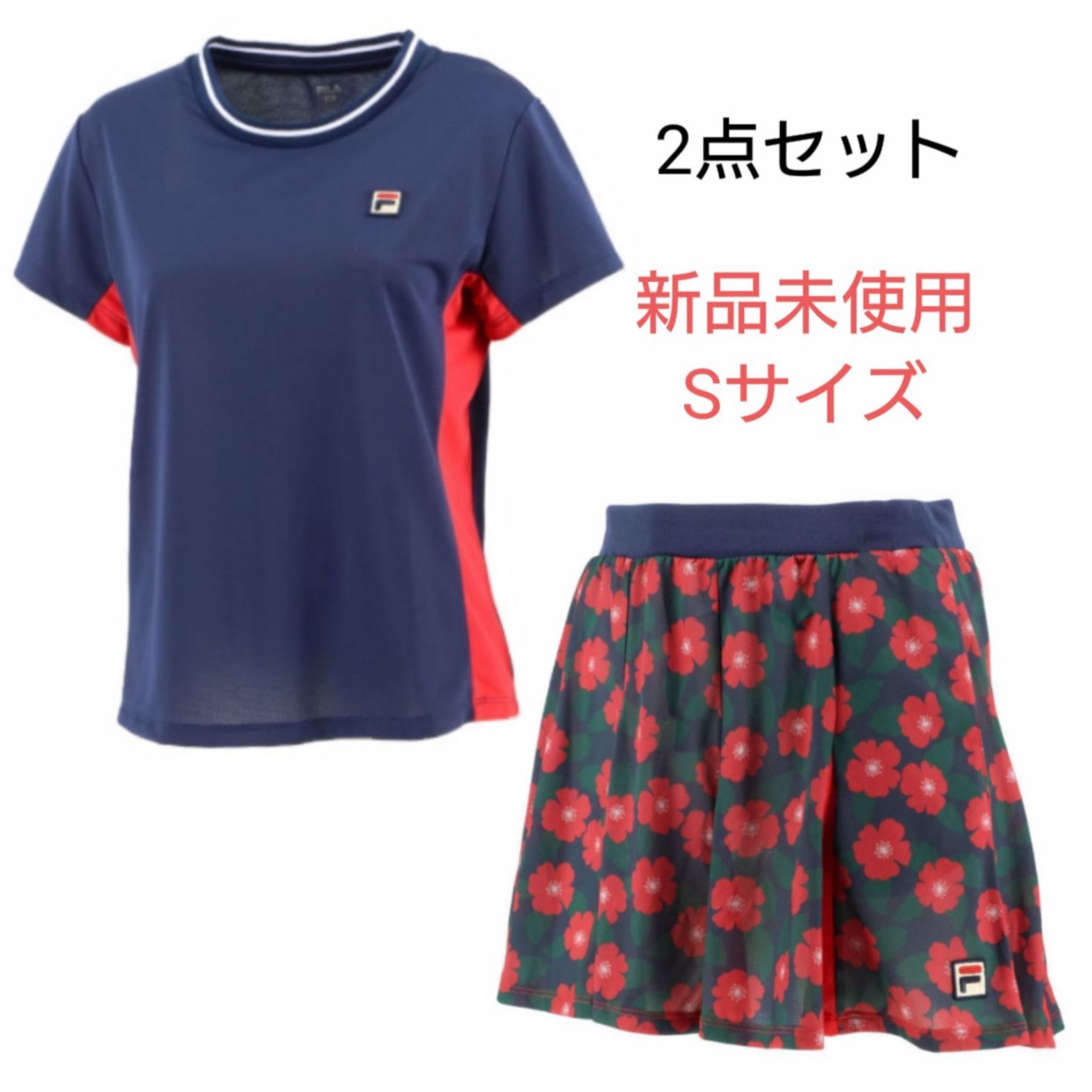 FILA フィラ テニスウェア スコート 上下セット S（M）新品未使用 紺赤