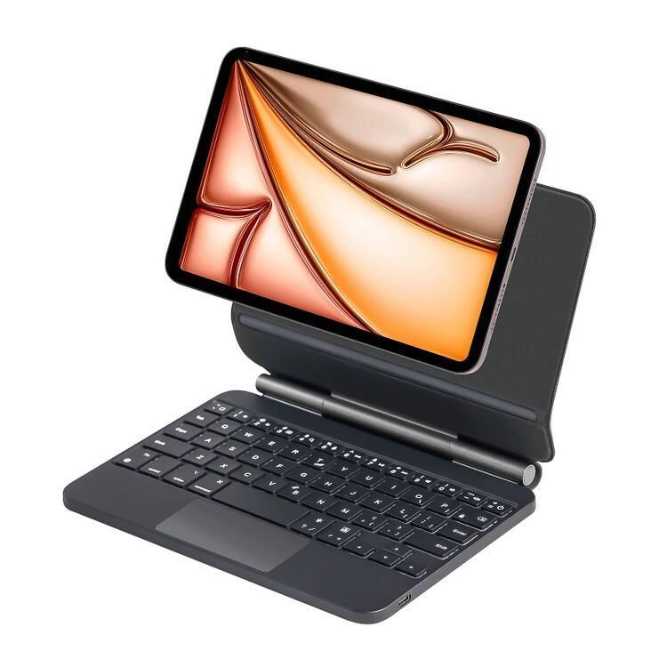 iPad mini6| mini7 |mini A17 Pro 用 Bluetooth ワイヤレス キーボード 磁気吸着ケース マジック スマートキーボード トラックパッド付 バックライト付 オートスリープ スタンド機能 63キー 63鍵 スペースグレイ