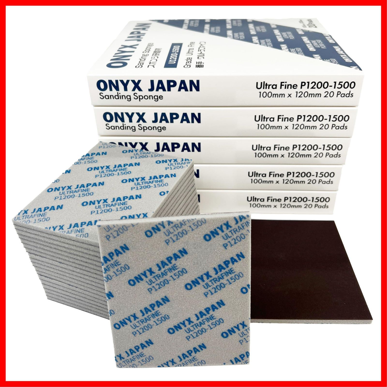 在庫 サンディングスポンジ 研磨材 JAPAN サンドペーパー 20枚セット ONYX UltraFine P1200-1500相当
