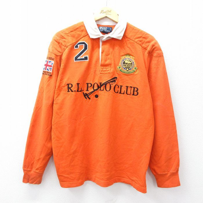 ラルフローレン POLO ラガーシャツ ポロスポーツ 90s 古着　オレンジ ラルフローレン POLO ラガーシャツ ポロスポーツ 90s 古着オレンジ
