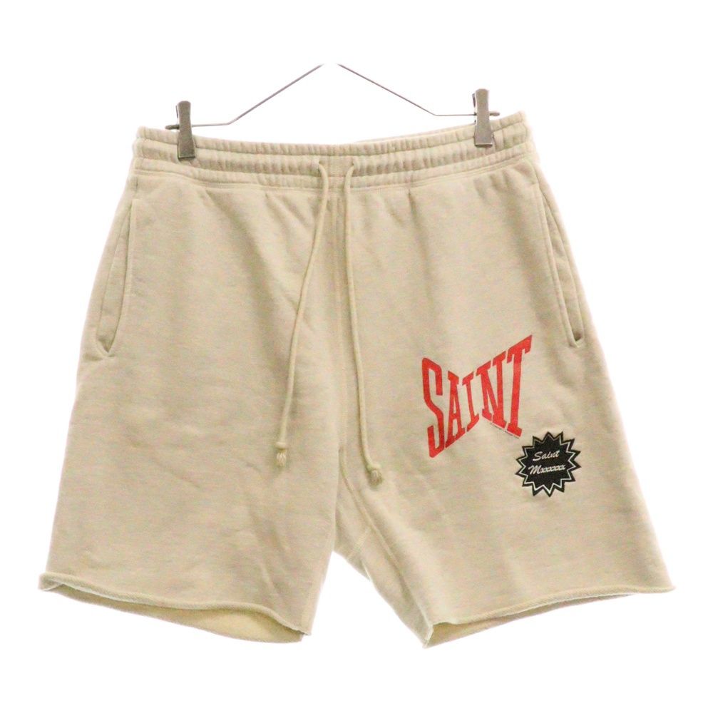 SAINT MICHAEL セントマイケル 24SS ロゴプリント刺繍スウェットハーフパンツ ショーツ グレー SM-YS8-0000-047