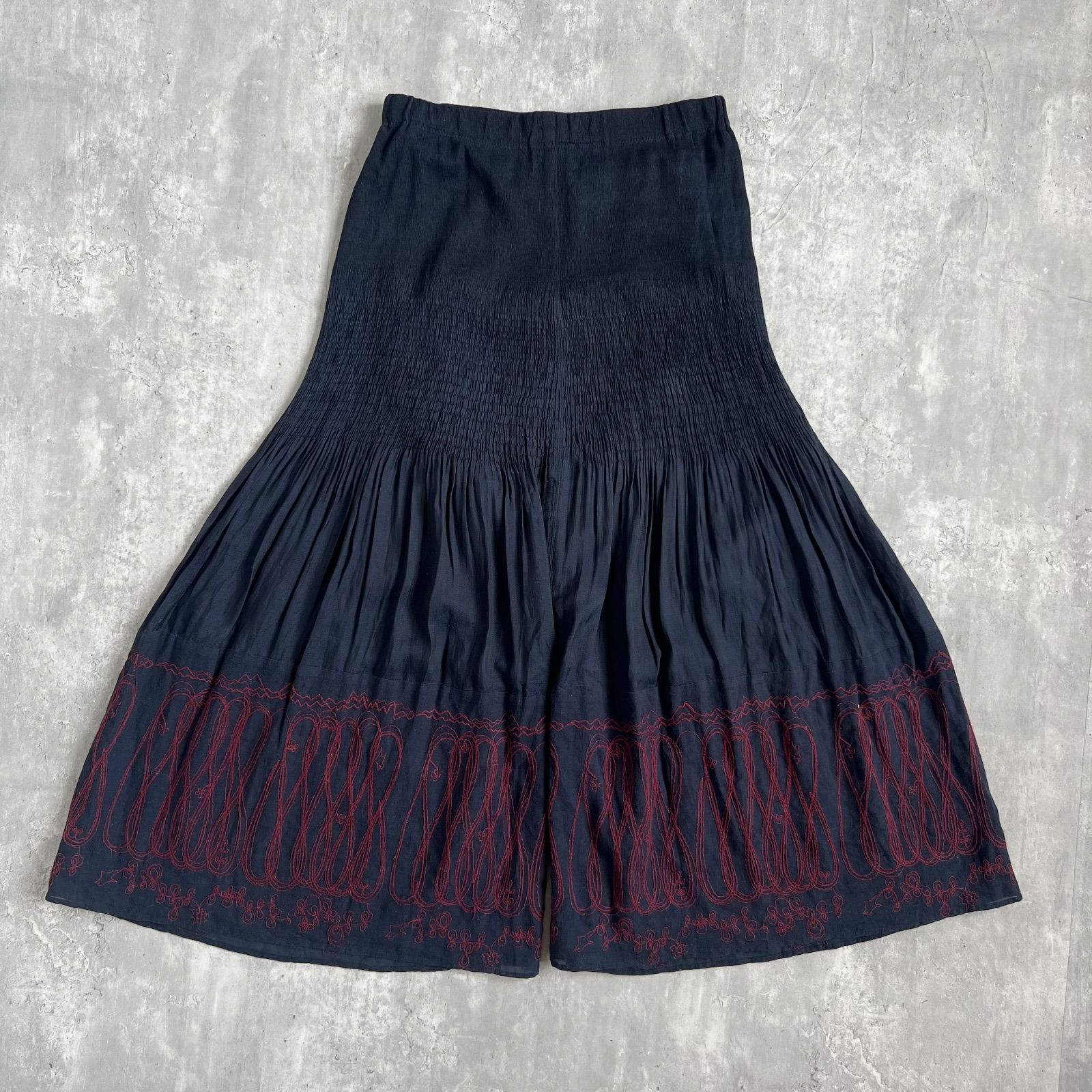 HaaT ISSEY MIYAKE ハートイッセイミヤケ シルク混 グラデーション シャーリングプリーツ スカートパンツ 裏地あり HA21FF577 2サイズ 日本製