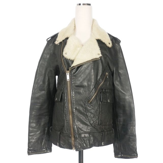 ゴールデングース GOLDEN GOOSE ムートン ダブルライダースジャケット ブルゾン 長袖 XXS ブラック 黒 G23U537.A2