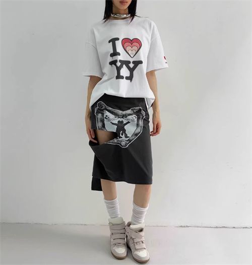 OPEN YYハーフスカートストレート半身スカート 韓国人気 OPENYYハーフスカートストレート半身スカート女 グレー