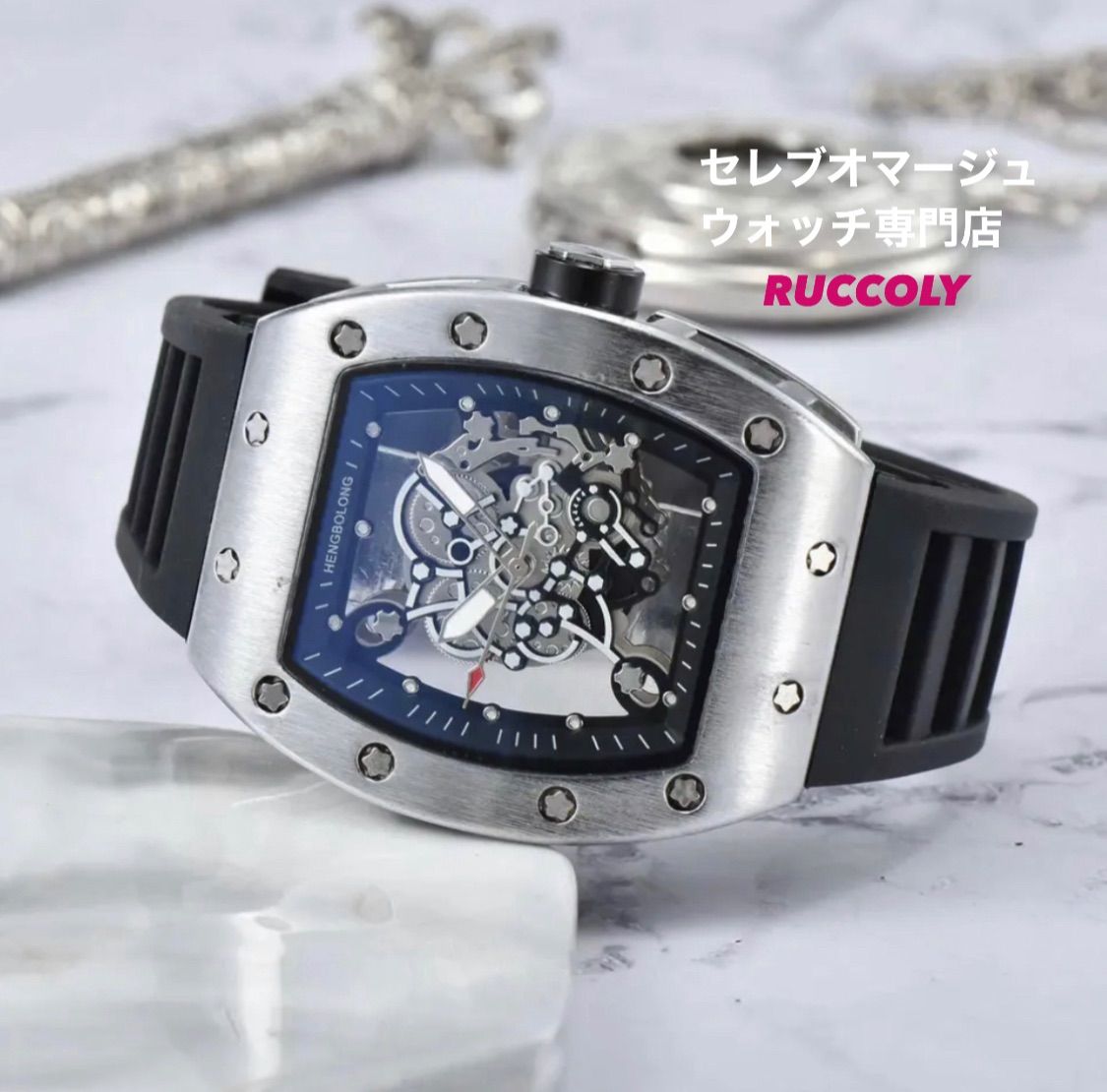 新品 AOCASDIY オクタゴンオマージュウォッチ メンズ腕時計ブルー